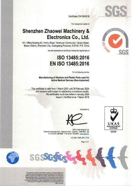 Trung Quốc Shenzhen ZhaoWei Machinery &amp; Electronics Co. Ltd. Chứng chỉ